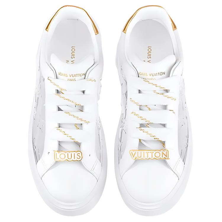 Спортивные кеды женские LOUIS VUITTON Time Out Debossed Monogram белые с золотом, 36.5 EU