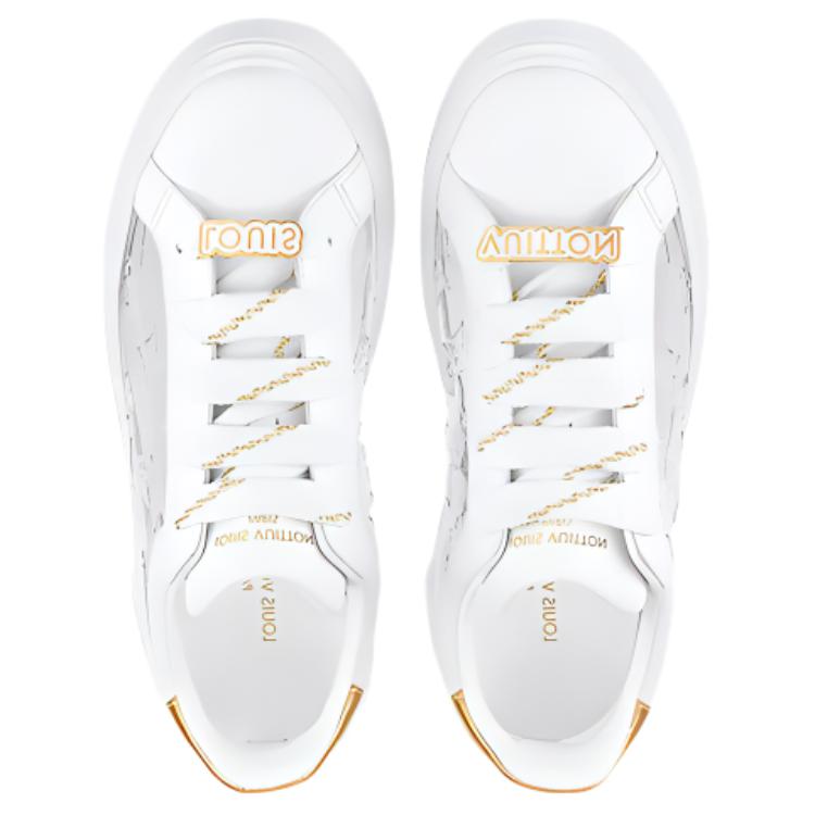 Спортивные кеды женские LOUIS VUITTON Time Out Debossed Monogram белые с золотом, 36.5 EU
