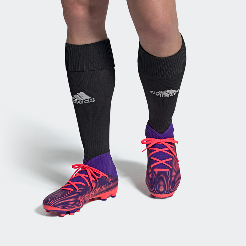 Футбольные бутсы мужские adidas Nemeziz .3 MG Energy Ink Signal Pink, 42 EU