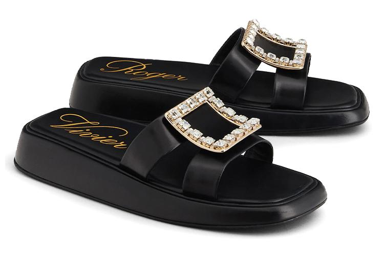 Шлепанцы женские Roger Vivier RVW60930750BSSB999 черные, 38 EU