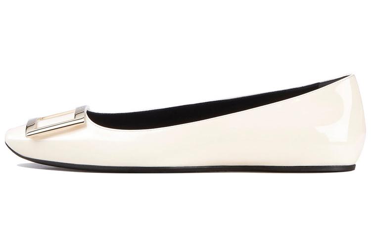 Балетки женские Roger Vivier Trompette Buckle, белые-черные, 37 EU