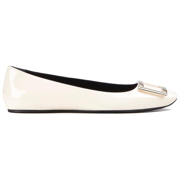 Балетки женские Roger Vivier Trompette Buckle, белые-черные, 37 EU