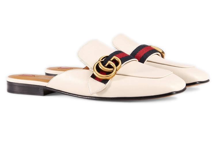 Шлепанцы женские GUCCI Princetown белые-черные, 36.5 EU