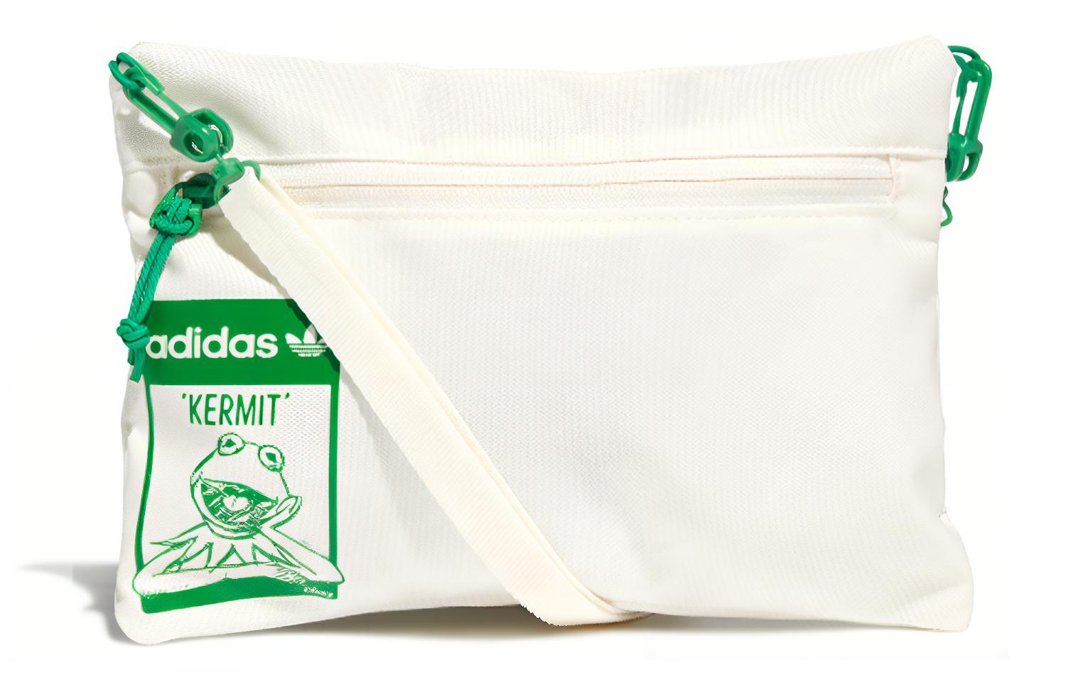 Сумка унисекс Adidas Originals KERMIT POUCH белая, зеленая, многоцветная