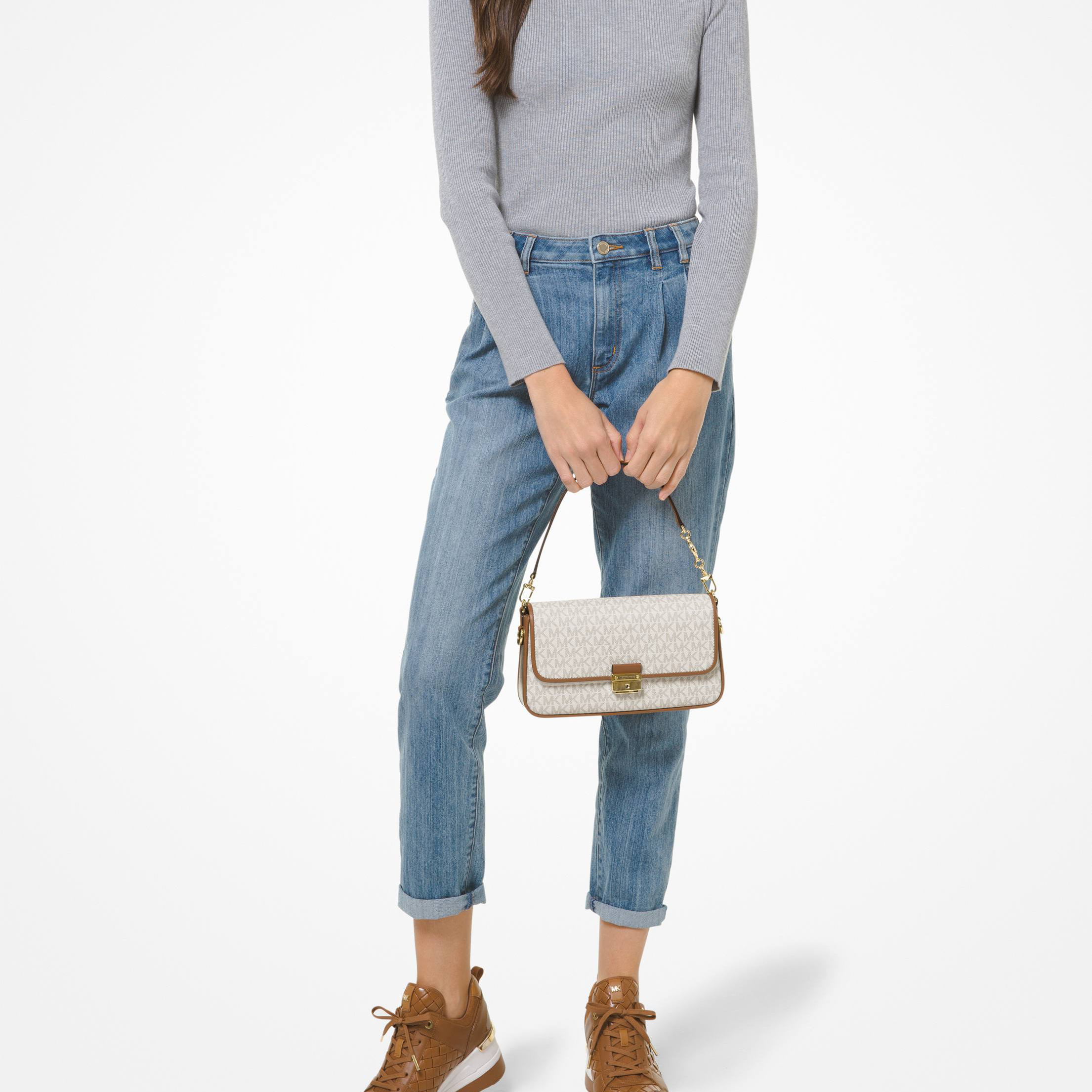 Сумка женская MICHAEL KORS Bradshaw ванильная белая и коричневая