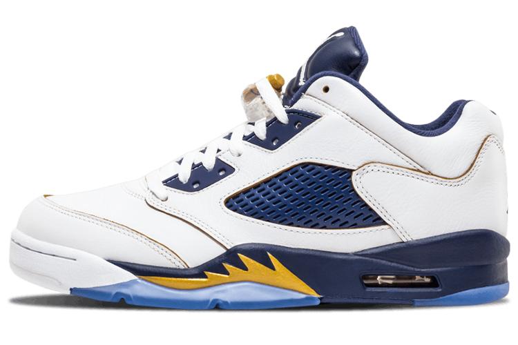 Кеды мужские Air Jordan 5 Retro Low белые-голубые