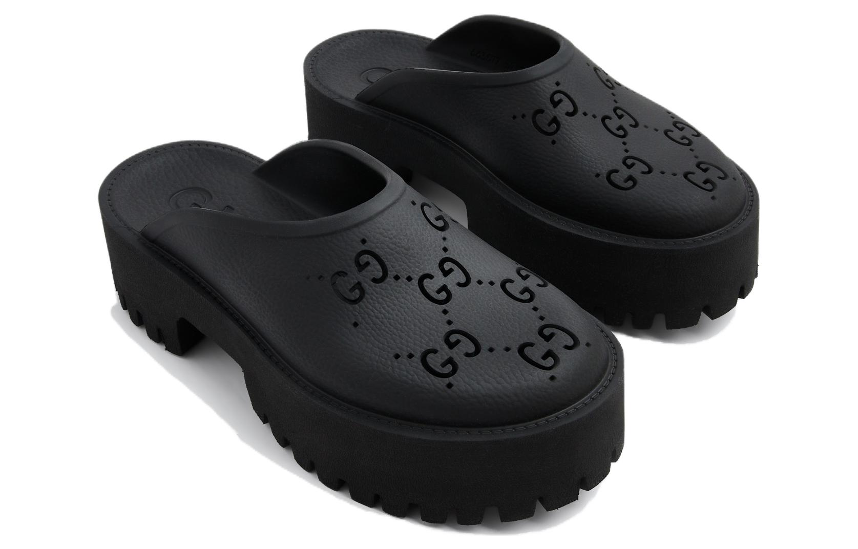 Шлепанцы женские GUCCI 663577 JFB00 1000 черные, 37 EU