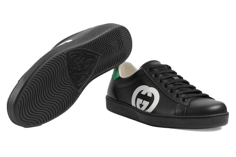 Кроссовки мужские GUCCI Ace Interlocking G черные, белые, 43.5 EU