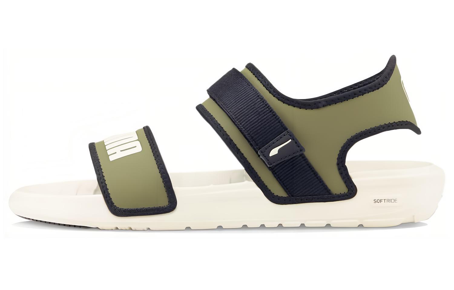 Сандалии унисекс PUMA Softride Slide белые, темно-зеленые, 46 EU