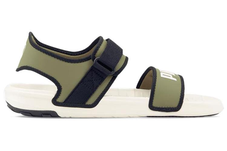 Сандалии унисекс PUMA Softride Slide белые, темно-зеленые, 46 EU