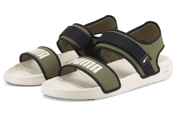 Сандалии унисекс PUMA Softride Slide белые, темно-зеленые, 46 EU