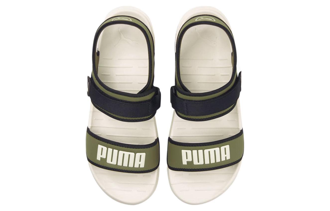 Сандалии унисекс PUMA Softride Slide белые, темно-зеленые, 46 EU