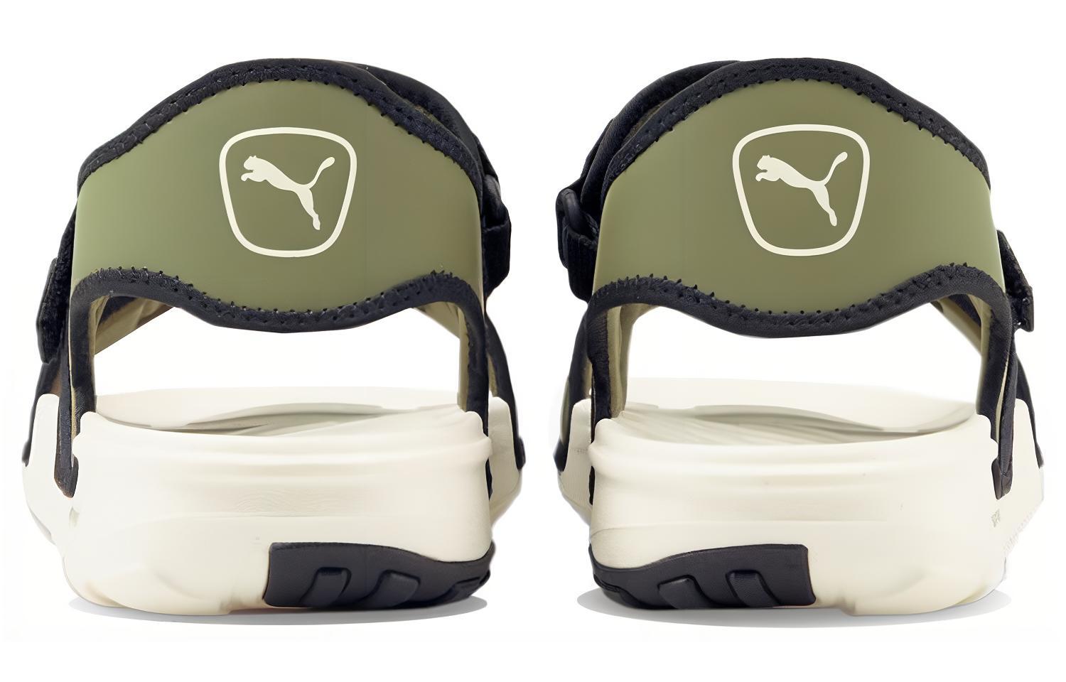 Сандалии унисекс PUMA Softride Slide белые, темно-зеленые, 46 EU