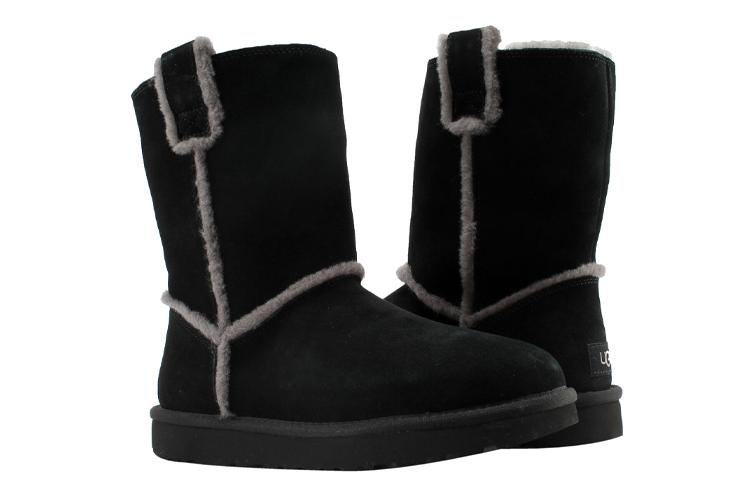 Сапоги женские UGG Classic Short Spill Seam черные-серые, 38 EU