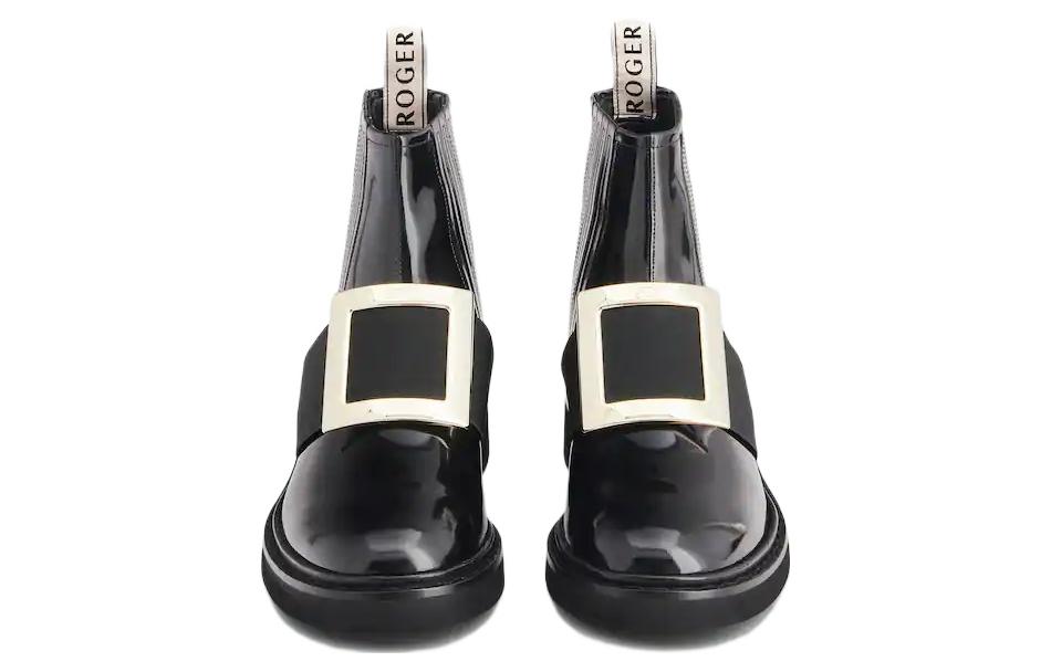 Ботинки женские Roger Vivier Viv' Rangers Buckle черные-золотые, 39 EU