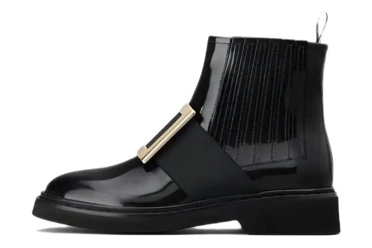 Ботинки женские Roger Vivier Viv' Rangers Buckle черные-золотые, 39 EU