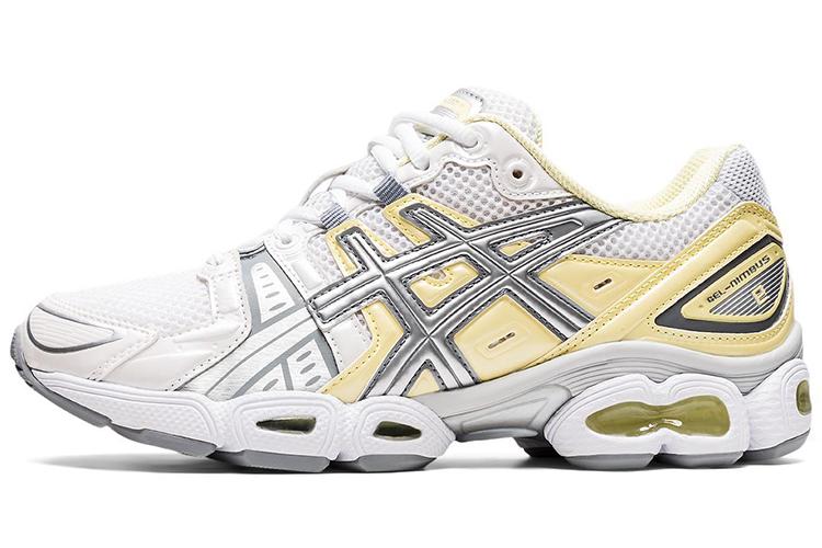 Кроссовки женские ASICS GEL-Nimbus 9 белые, серебристые, желтые