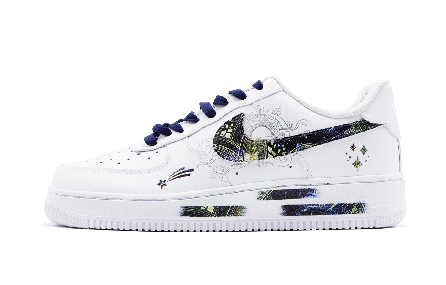 Кеды мужские Nike Air Force 1 Galaxy Mooncatcher белые с синими акцентами