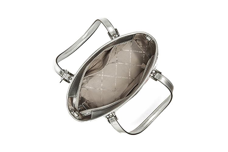 Сумка женская MICHAEL KORS Jet Set Leather Basket Bag белая и серебристая