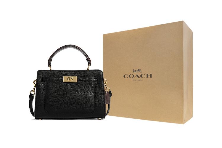 Сумка женская COACH Lane Pebbled Leather черная, Gift Box Set (Basic Set+Yellow Box) EU