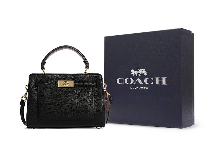 Сумка женская COACH Lane Pebbled Leather черная, Gift Box Set (Basic Set+Black Box) EU
