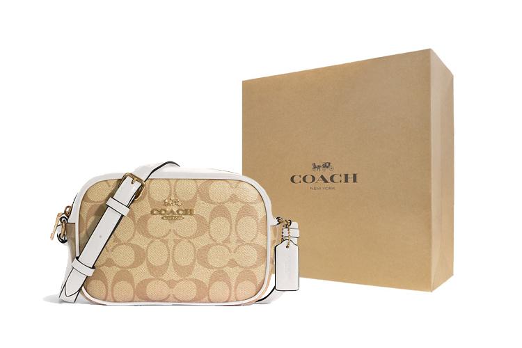 Сумка женская COACH Camera Canvas beige-white, Gift Box Set (Basic Set+Yellow Box) EU