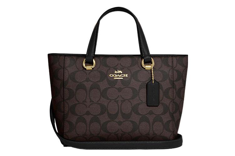 Мини сумка женская COACH Alice Iconic коричневая и черная