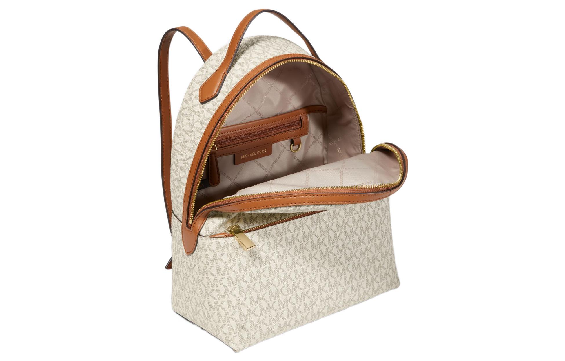 Рюкзак женский MICHAEL KORS Valerie Coated Canvas ванильный белый и коричневый