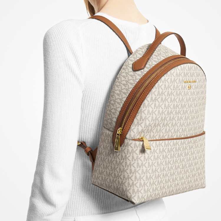 Рюкзак женский MICHAEL KORS Valerie Coated Canvas ванильный белый и коричневый