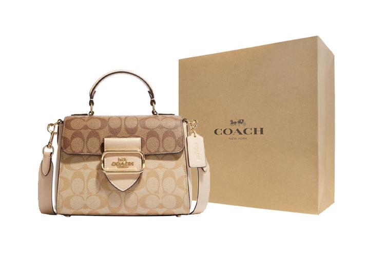 Сумка женская COACH Morgan 21, beige-brown, Gift Box Set (Basic Set+Yellow Box) EU