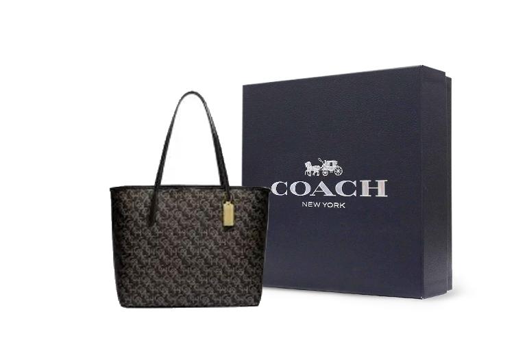 Сумка женская COACH City Canvas With Leather Tote Bag черная