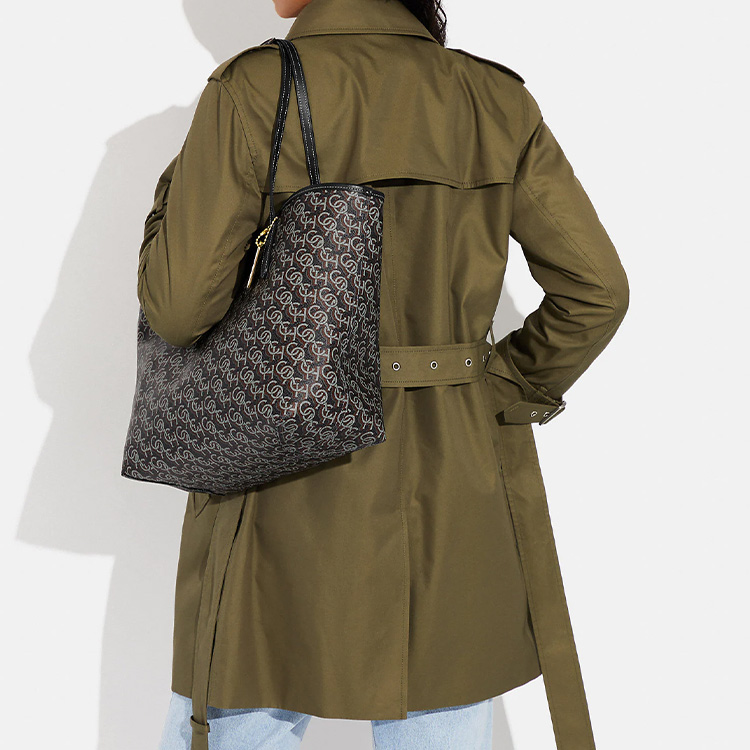 Сумка женская COACH City Canvas With Leather Tote Bag черная