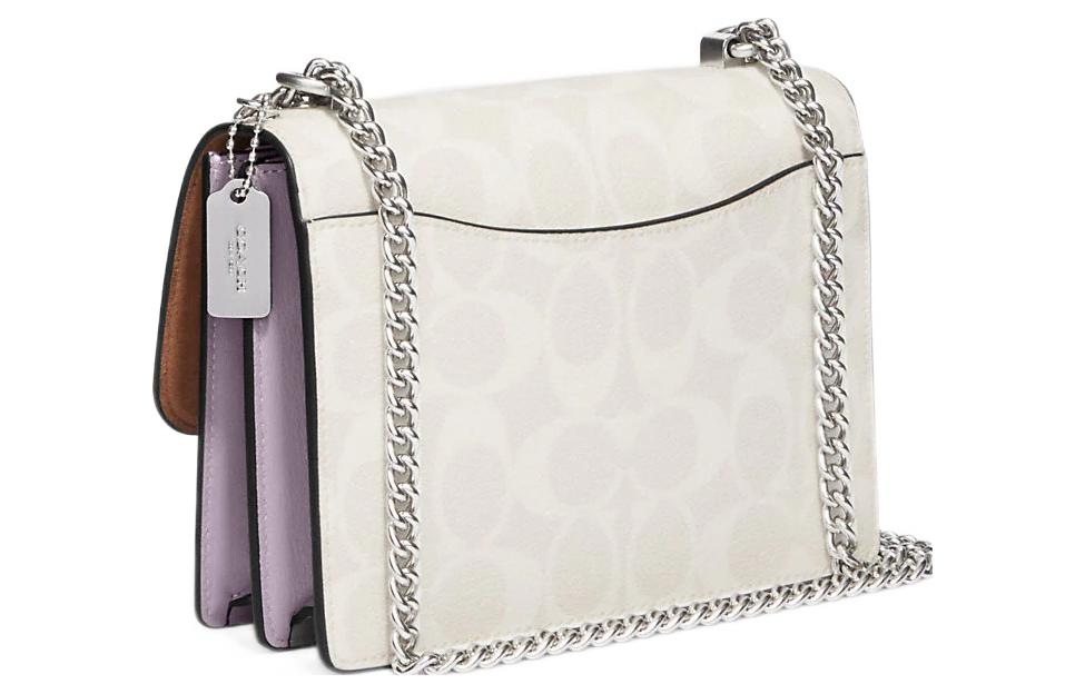 Сумка женская COACH Klare Canvas With Leather Shoulder Bag Mini белая и таро фиолетовая