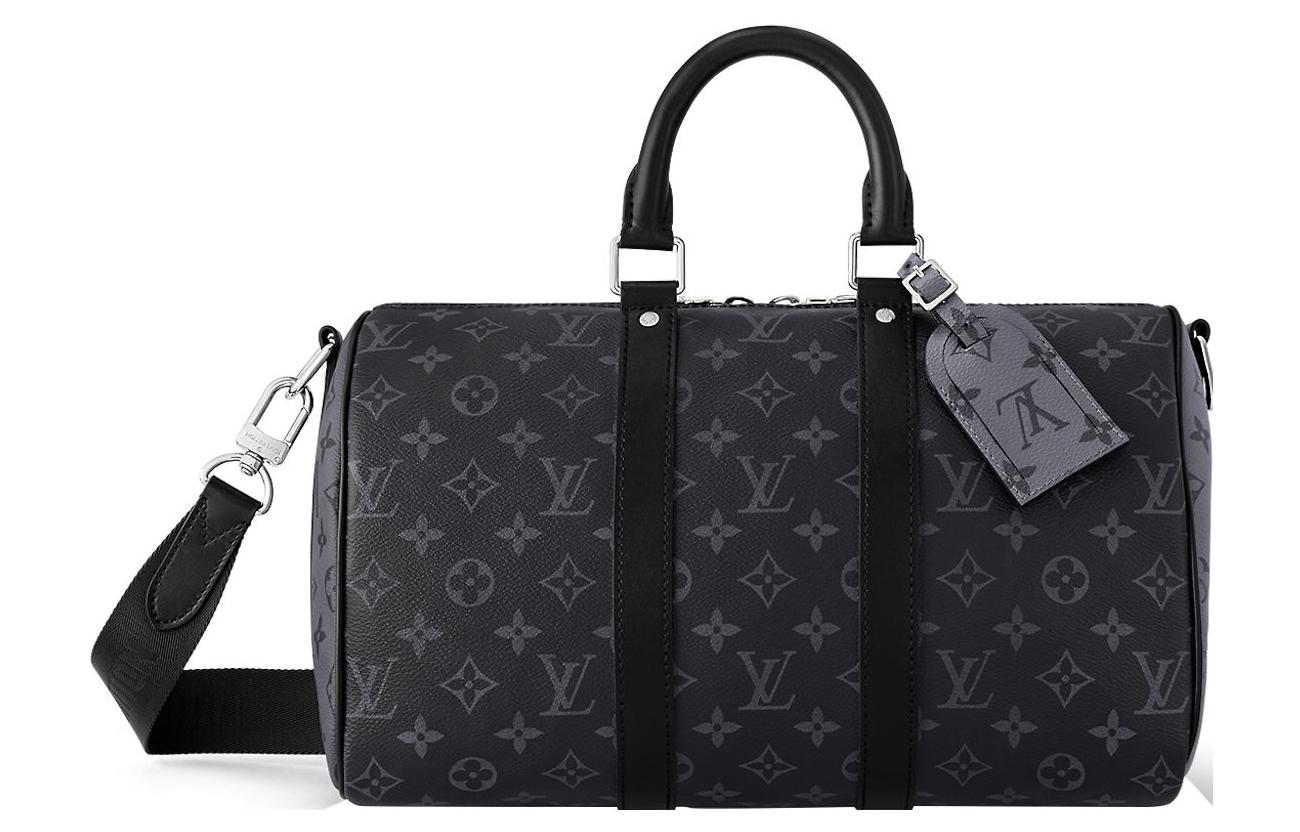 Дорожная сумка мужская LOUIS VUITTON Keepall черно-серая