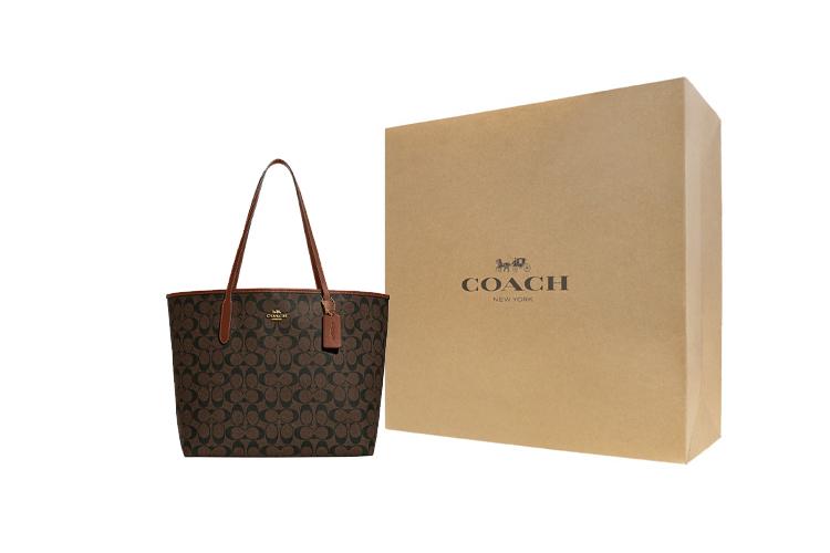 Сумка женская COACH 5696-IMW6S коричневая, Gift Box Set (Basic Set+Yellow Box) EU