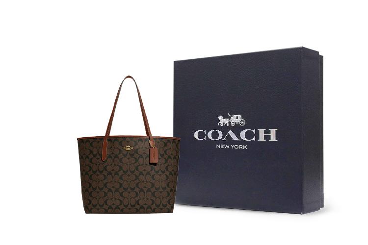 Сумка женская COACH 5696-IMW6S коричневая и красная, Gift Box Set (Basic Set+Black Box) EU