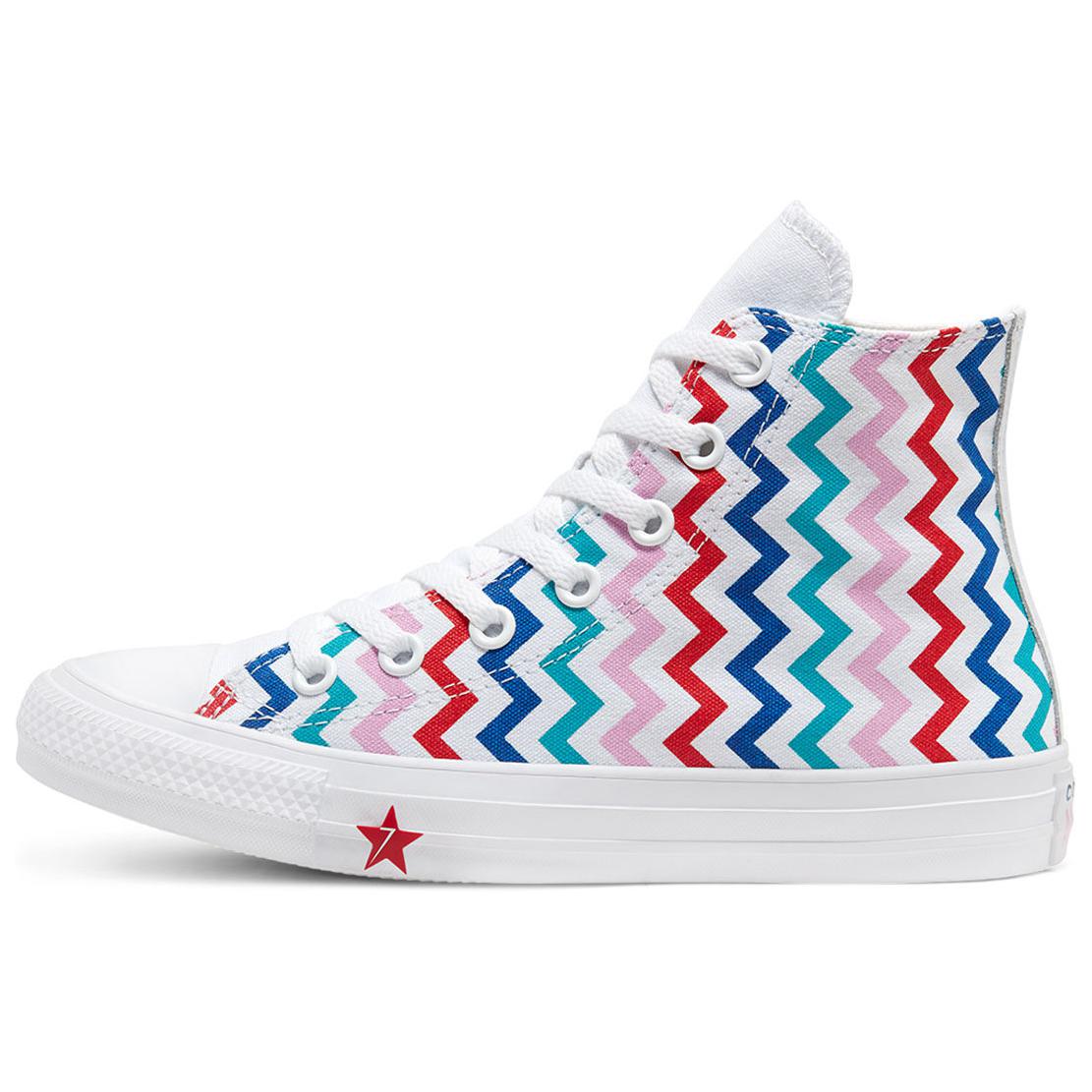 Кеды женские Converse Chuck Taylor All Star High Zigzag, красные-голубые