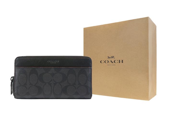 Сумка мужская COACH Accordion Wallet серый черный