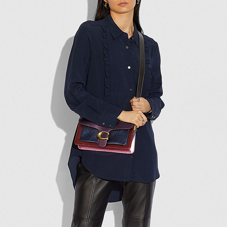 Сумка женская COACH Tabby бордовая, пурпурная, голубая, красная