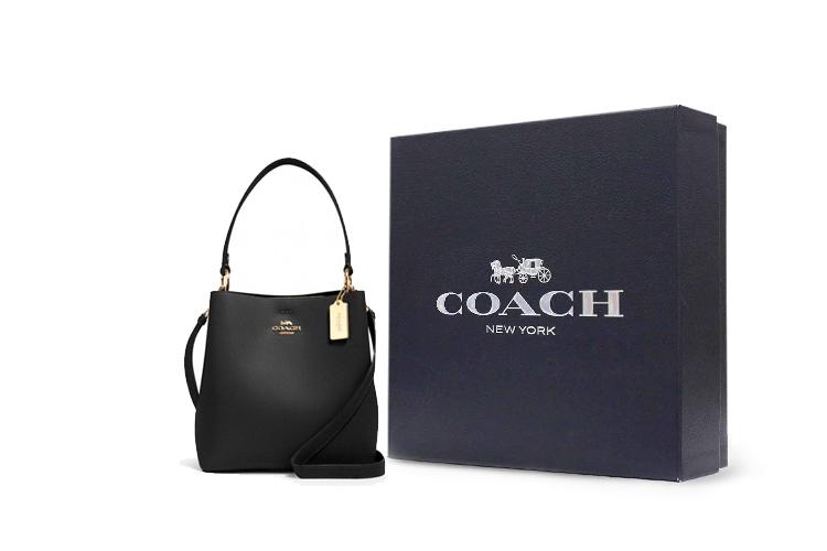 Сумка женская COACH Town Pebbled Leather Bucket Bag черная, Gift Box Set (Basic Set+Black Box) EU
