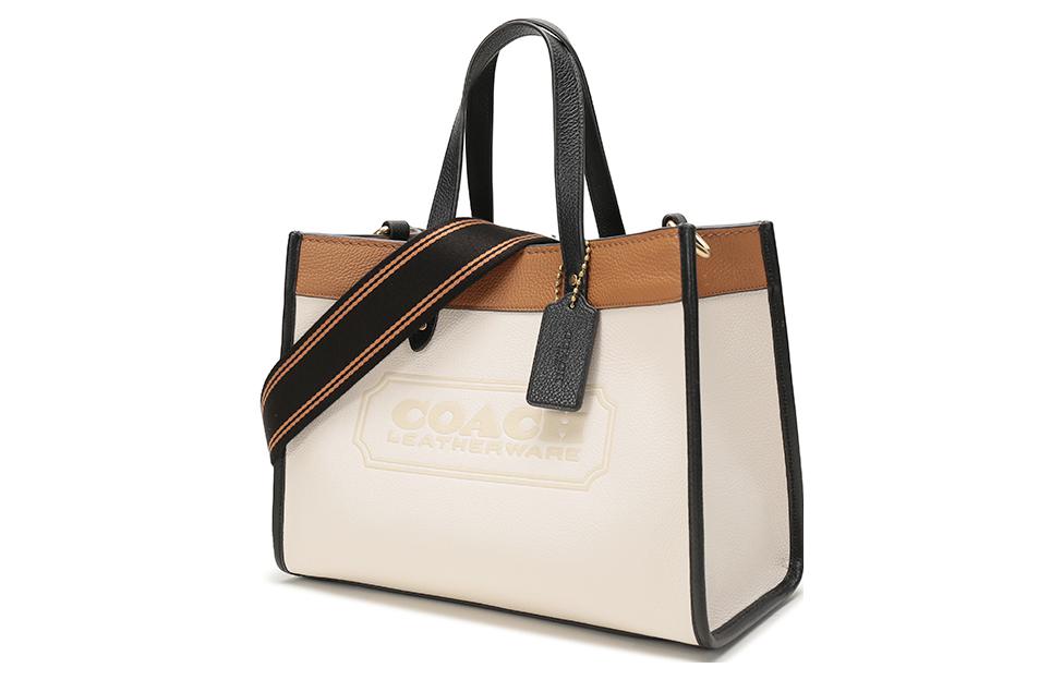 Сумка-тоут женская COACH Field Leather Tote Bag, бежево-черная
