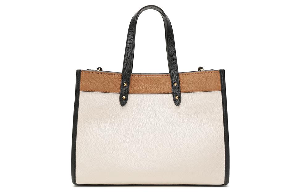 Сумка-тоут женская COACH Field Leather Tote Bag, бежево-черная