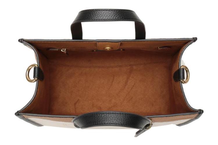 Сумка-тоут женская COACH Field Leather Tote Bag, бежево-черная