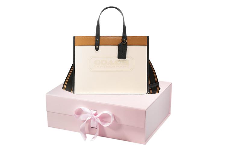 Сумка-тоут женская COACH Field Leather Tote Bag, бежево-черная