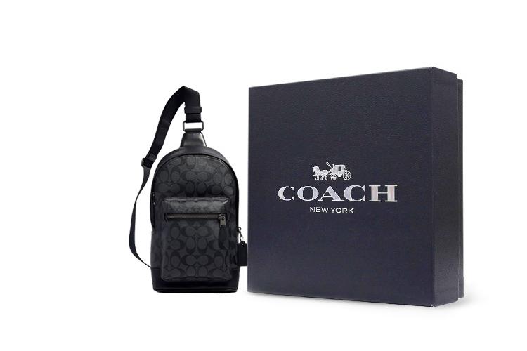 Кроссбоди-сумка мужская COACH West Canvas Patchwork Sling Bag черная среднего размера