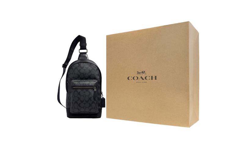 Сумка мужская COACH West Canvas Patchwork Sling Bag черная среднего размера