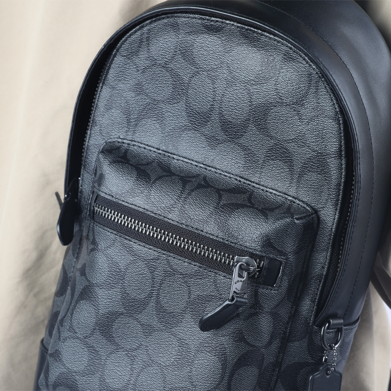 Кроссбоди-сумка мужская COACH West Canvas Patchwork Sling Bag черная среднего размера