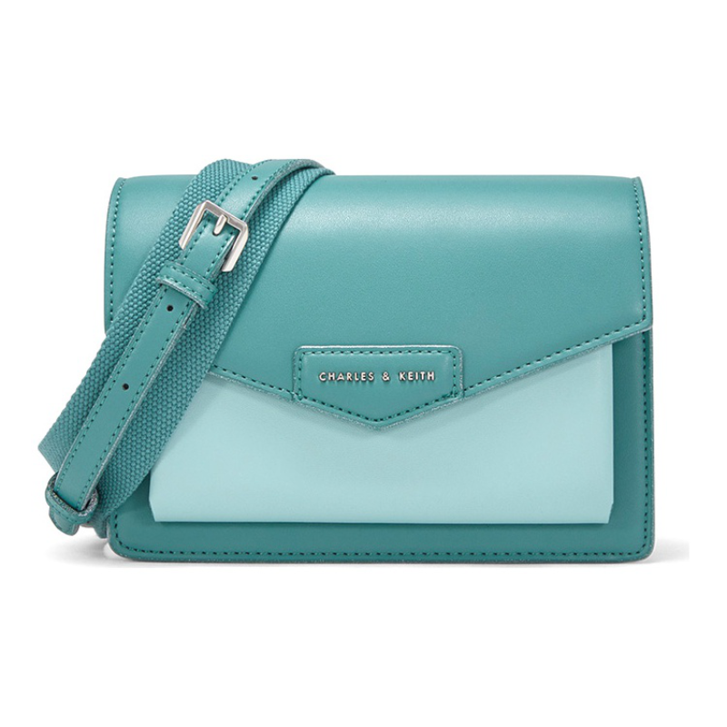 Конвертная сумка женская CHARLES&KEITH HERO Series разноцветная (teal blue green
