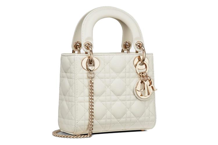 Сумка женская DIOR Lady Dior Mini молочно белого цвета