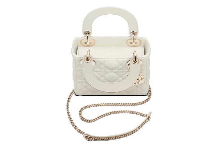 Сумка женская DIOR Lady Dior Mini молочно белого цвета